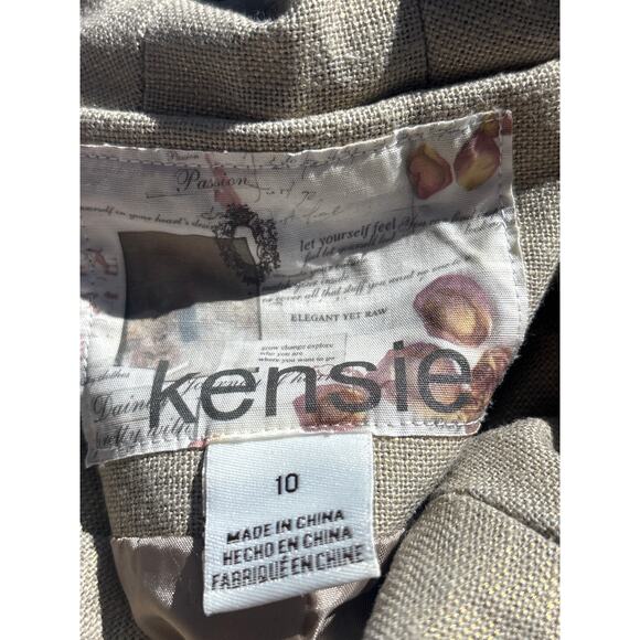 Kensie Heavy Jacket Artsy Buttons Gold Metallic Detail Size 10 Linen Lagenlook - Picture 4 of 12